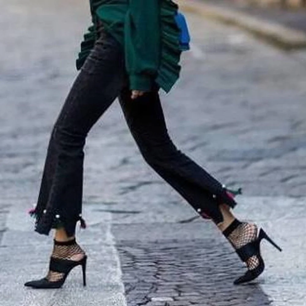 black fishnet ankle socks